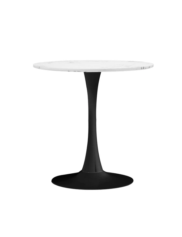 Oikiture 60cm Dining Table Kitchen Swivel Marble Tulip Round Metal Leg White, hi-res image number null