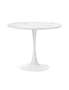 Oikiture 90cm Dining Table Kitchen Swivel Marble Tulip Round Metal Leg White, hi-res