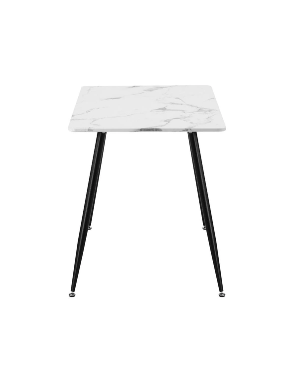 Oikiture 120cm Dining Table Rectangle Wooden Table With Marble Effect Metal Legs White&Black, hi-res image number null