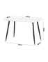 Oikiture 120cm Dining Table Rectangle Wooden Table With Marble Effect Metal Legs White&Black, hi-res