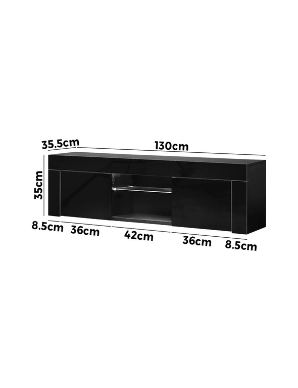 Oikiture TV Cabinet Entertainment Unit Stand RGB LED Gloss Furniture 130cm, hi-res image number null