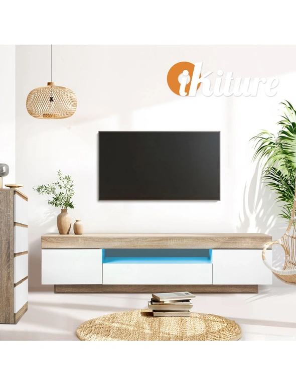 Oikiture TV Cabinet Entertainment Unit Stand RGB LED Storage Furniture 180cm, hi-res image number null