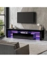 Oikiture TV Cabinet Entertainment Unit Stand LED RGB Gloss Furniture Black 180CM, hi-res