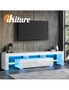 Oikiture TV Cabinet Entertainment Unit Stand LED RGB Gloss Furniture White 180CM, hi-res