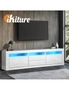 Oikiture TV Cabinet Entertainment Unit Stand RGB LED Gloss Furniture White 180CM, hi-res