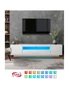 Oikiture TV Cabinet Entertainment Unit Stand Gloss RGB LED Furniture White 180CM, hi-res