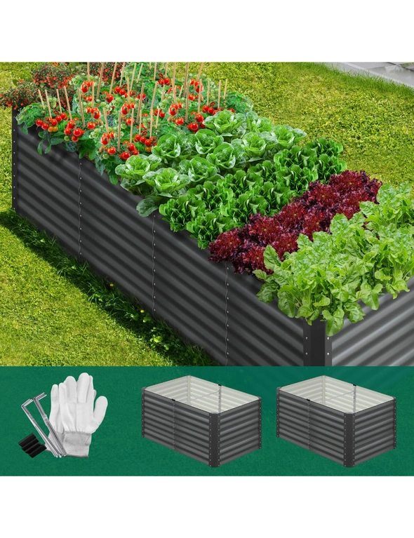 Livsip Garden Bed Kits Raised Vegetable Planter Galvanised Steel 240x80x73CM, hi-res image number null