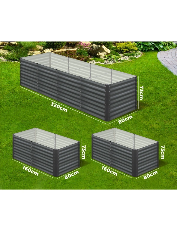 Livsip Raised Garden Bed Kit Instant Planter Galvanised Steel 320x80x73CM, hi-res image number null