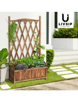 Livsip Raised Garden Bed Wooden Planter Box Vegetables Outdoor Planting 64x115cm
