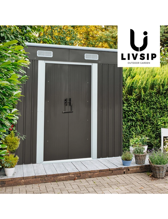 Livsip Garden Shed Outdoor Storage Sheds 1.94x1.21M Workshop Cabin Metal Base, hi-res image number null