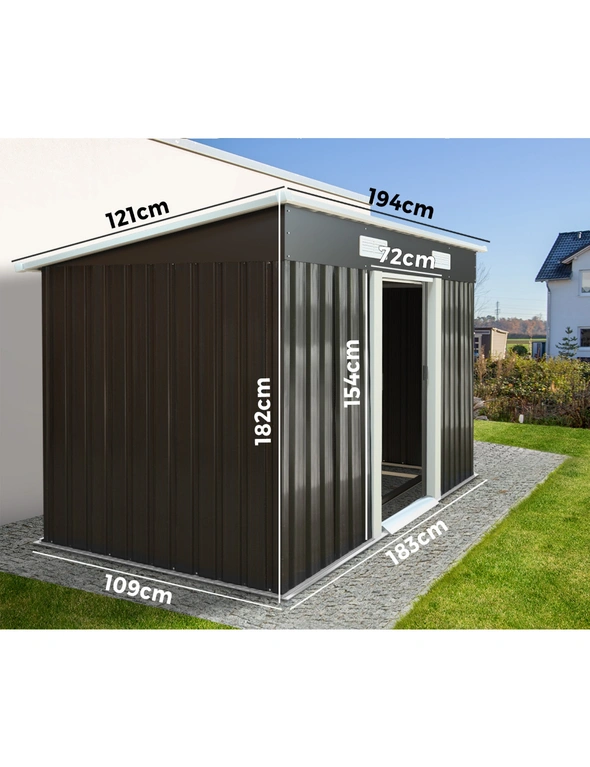 Livsip Garden Shed Outdoor Storage Sheds 1.94x1.21M Workshop Cabin Metal Base, hi-res image number null