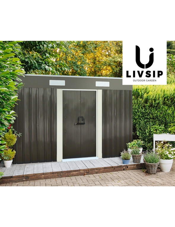 Livsip Garden Shed Outdoor Storage Sheds 2.38x1.31M Workshop Cabin Metal Base, hi-res image number null