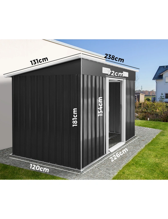 Livsip Garden Shed Outdoor Storage Sheds 2.38x1.31M Workshop Cabin Metal Base, hi-res image number null
