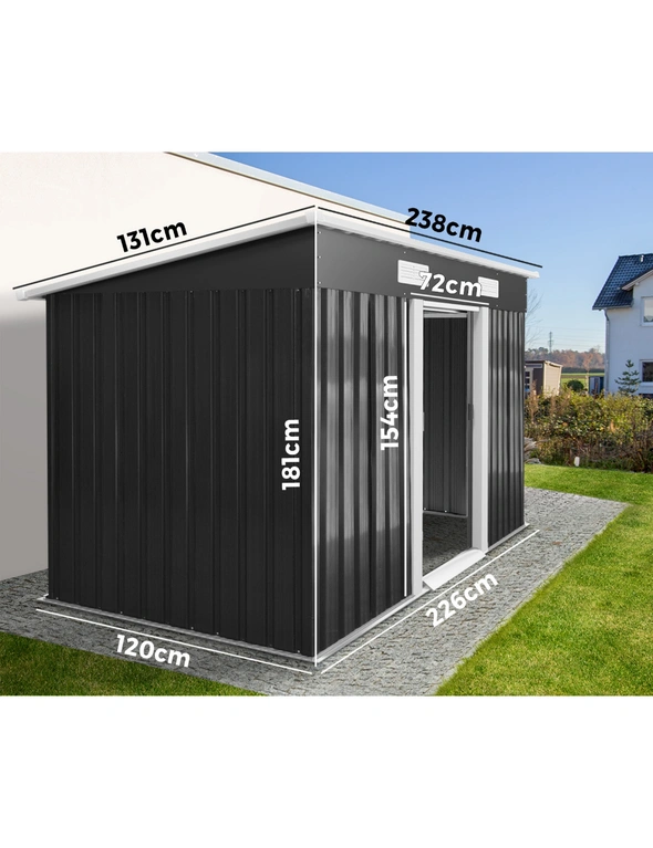 Livsip Garden Shed Outdoor Storage Sheds 2.38x1.31M Workshop Cabin Metal House, hi-res image number null