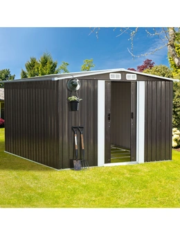 Livsip Garden Shed Outdoor Storage Sheds 2.57x2.05M Workshop Cabin Metal Base