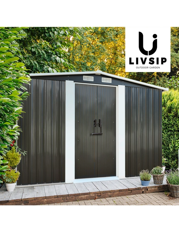 Livsip Garden Shed Outdoor Storage Sheds 2.57x2.05M Workshop Cabin Metal Base, hi-res image number null