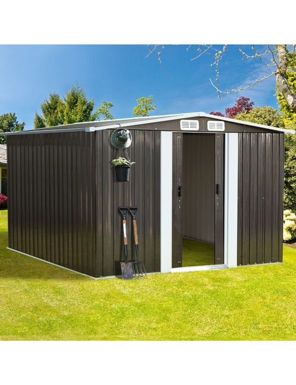 Livsip Garden Shed Outdoor Storage Sheds 2.57x2.05M Workshop Cabin Metal House, hi-res image number null