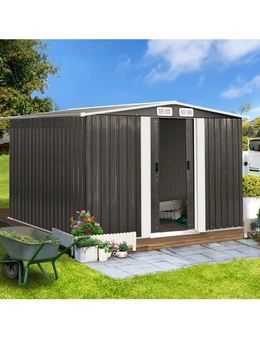 Livsip Garden Shed Outdoor Storage Sheds 2.57x2.05M Workshop Cabin Metal House