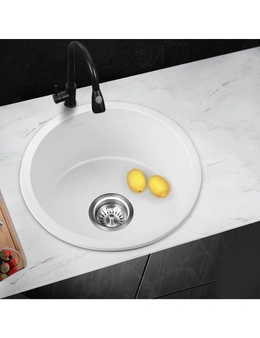Welba Kitchen Sink Basin Stone Sink Bathroom Laundry Single Bowl 430mmx430mm WH