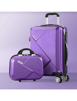 Mazam 2PCS Luggage Suitcase Trolley Set Travel TSA Lock Storage Hard Case Purple