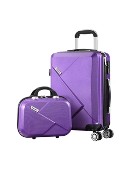 Mazam 2PCS Luggage Suitcase Trolley Set Travel TSA Lock Storage Hard Case Purple