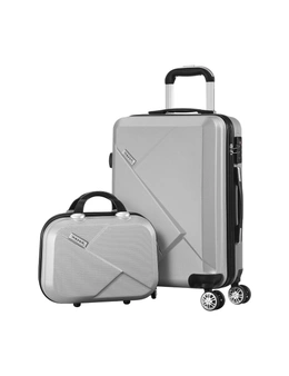 Mazam 2PCS Luggage Suitcase Trolley Set Travel TSA Lock Storage Hard Case Silver
