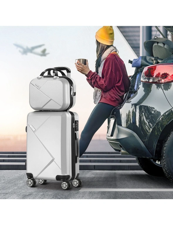 Mazam 2PCS Luggage Suitcase Trolley Set Travel TSA Lock Storage Hard Case Silver, hi-res image number null
