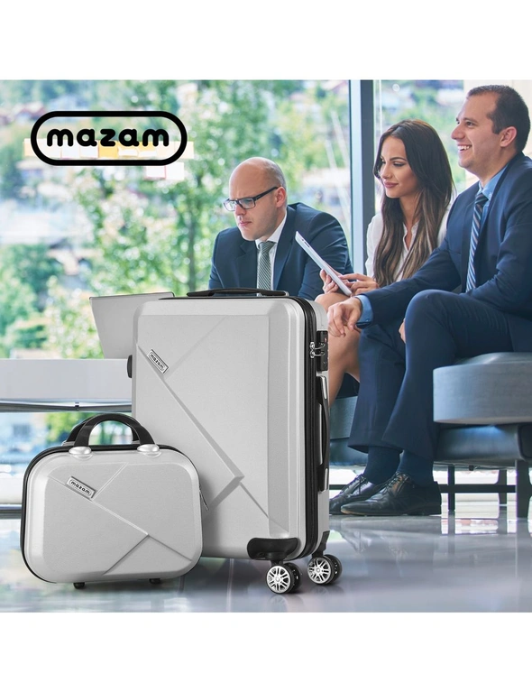 Mazam 2PCS Luggage Suitcase Trolley Set Travel TSA Lock Storage Hard Case Silver, hi-res image number null