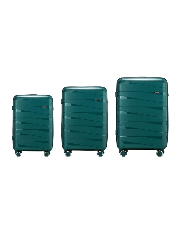 Mazam 3PCS Luggage Suitcase Trolley Set Travel TSA Lock Storage PP Case Green, hi-res image number null
