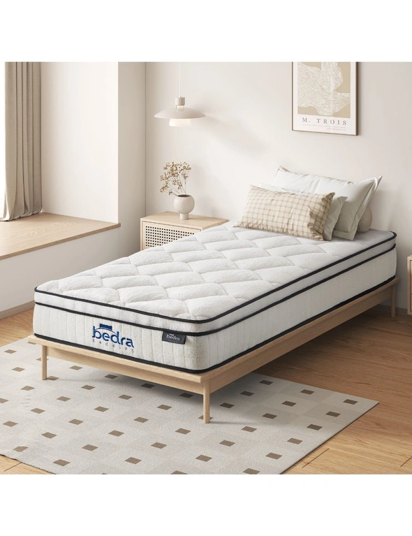 Bedra King Single Mattress Luxury Boucle Fabric Euro Top Pocket Spring Bed 22cm, hi-res image number null