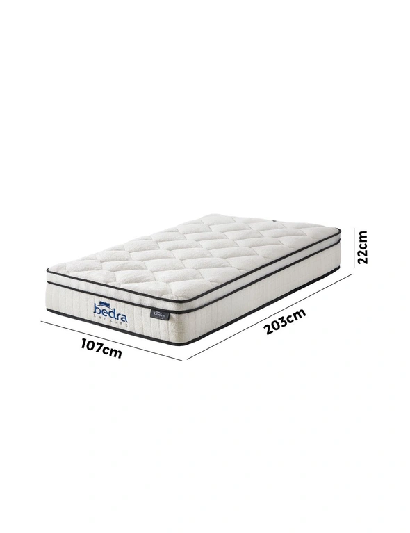 Bedra King Single Mattress Luxury Boucle Fabric Euro Top Pocket Spring Bed 22cm, hi-res image number null