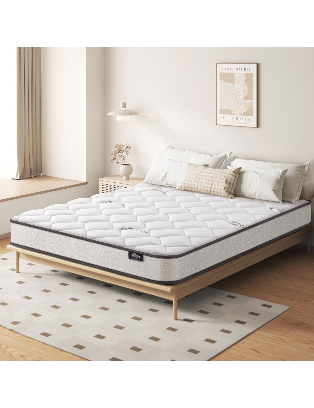 Bedra Double Mattress Bed Luxury Medium Firm Foam Boucle Bonnell Spring ...