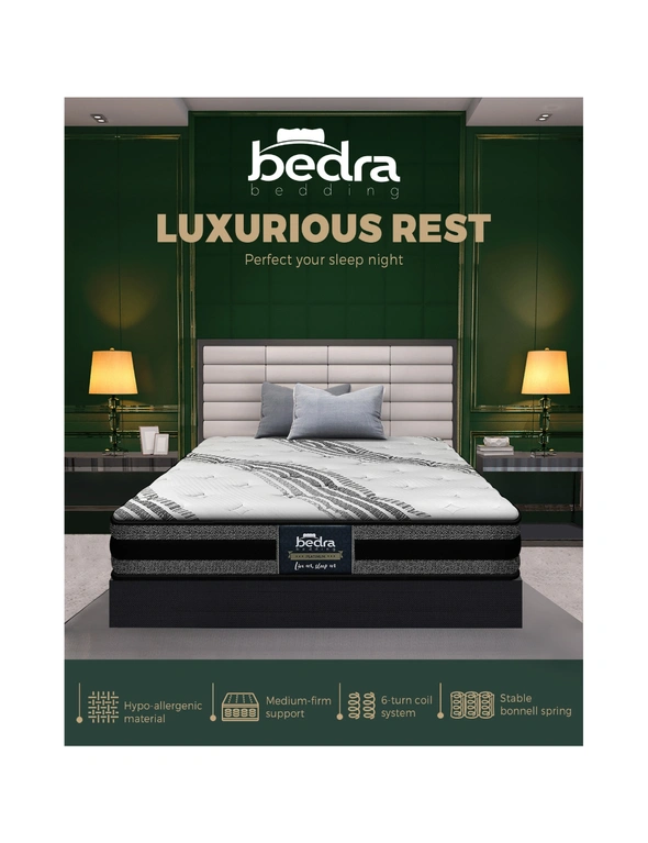 Bedra King Single Mattress Breathable Luxury Bonnell Spring Foam Medium 18cm, hi-res image number null