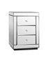 Oikiture Bedside Table Mirrored Storage 3 Drawers Cabinet Nightstand End Table, hi-res