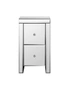 Oikiture Bedside Table Mirrored Storage Cabinet 2 Drawers Nightstand End Table, hi-res