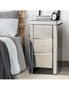 Oikiture Bedside Table 3 Drawers Side Table Nightstand Mirrored Storage Cabinet, hi-res