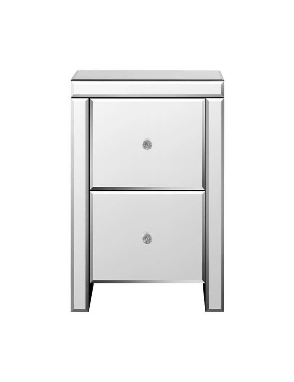 Oikiture Mirrored Storage Cabinet Bedside Table End Table w/ Acrylic Handles, hi-res image number null