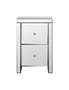 Oikiture Mirrored Storage Cabinet Bedside Table End Table w/ Acrylic Handles, hi-res