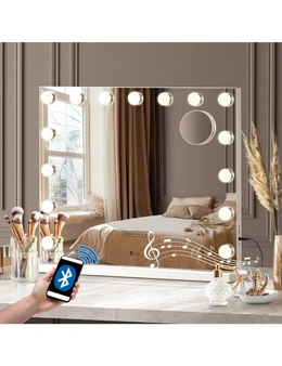 Oikiture Bluetooth Hollywood Makeup Mirrors with LED Light 58x46cm Vanity Mirror