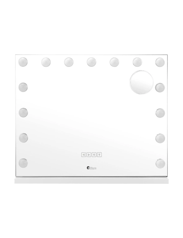 Oikiture Bluetooth Hollywood Makeup Mirrors with LED Light 58x46cm Vanity Mirror, hi-res image number null