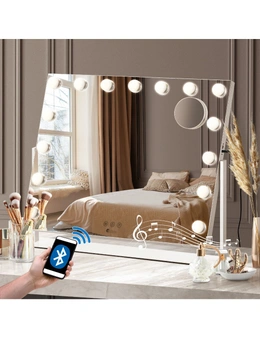 Oikiture Hollywood Makeup Mirrors LED Lights Bluetooth Rotation Vanity 58x46cm