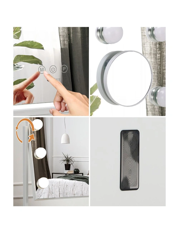Oikiture Hollywood Makeup Mirrors LED Lights Bluetooth Rotation Vanity 58x46cm, hi-res image number null