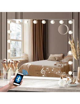 Oikiture Bluetooth Hollywood Makeup Mirrors with LED Light 80x58cm Vanity Mirror