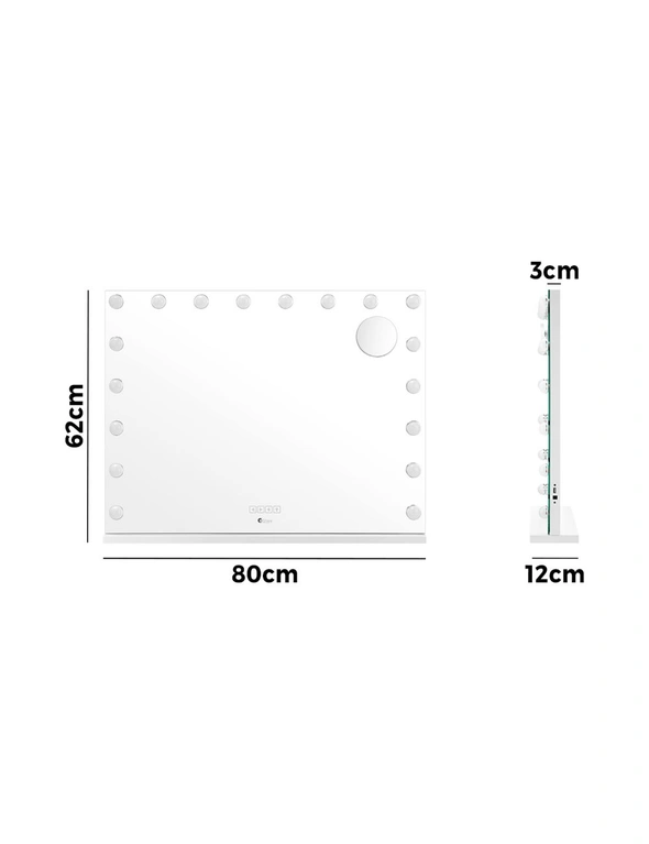 Oikiture Bluetooth Hollywood Makeup Mirrors with LED Light 80x58cm Vanity Mirror, hi-res image number null