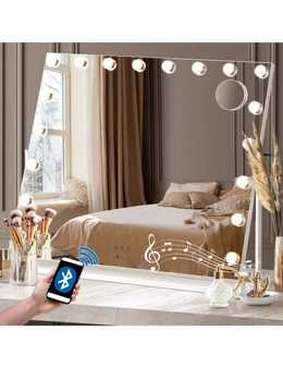 Oikiture LED Hollywood Mirrors Makeup Rotatable Mirror Magnifying Bluetooth