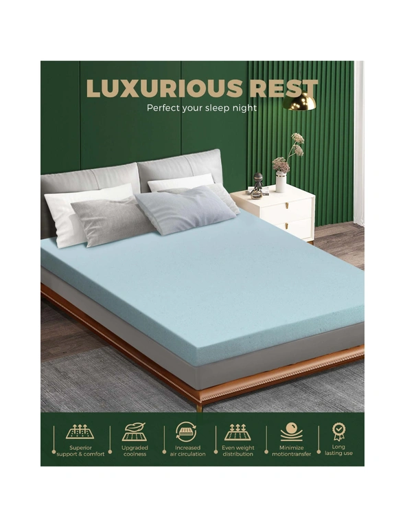 Bedra Memory Foam Mattress Topper Bed Cool Gel Bamboo Cover Underlay Queen 8CM, hi-res image number null