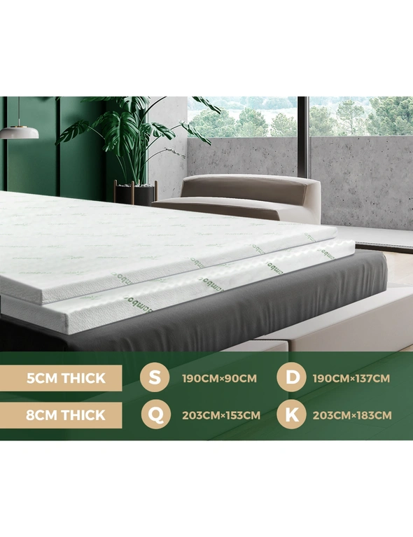 Bedra Memory Foam Mattress Topper Cool Gel Bed Bamboo Cover 7-Zone 8CM Double, hi-res image number null