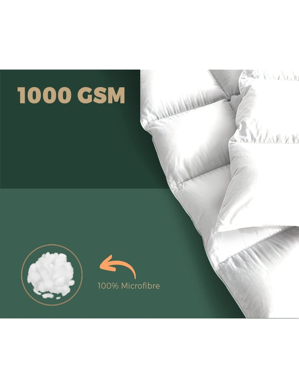 Bedra Mattress Topper Microfibre Pillowtop Protector Underlay Pad Single, hi-res image number null