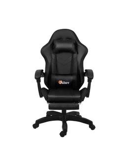 Oikiture Gaming Chair Massage Racing  RGB LED Recliner Office Leather Footrest