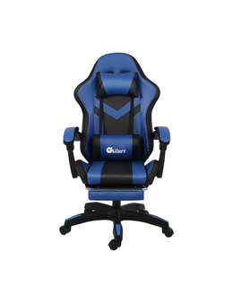 Oikiture Gaming Chair 7 RGB LED Massage Racing Recliner Office Computer Footrest